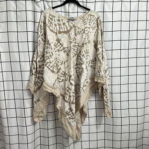 Elena Baldi 100% Linen Tan/cream Poncho
